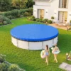 Ronde Zwembadafdekking Ø 450 Cm Stof En Waterdichte Afdekzeil Met Beveiligingstouw Spanner Voor Zomer & Winter, Blauw