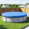 Ronde Zwembadafdekking Ø 550 Cm Stof En Waterdichte Afdekzeil Met Beveiligingstouw Spanner Voor Zomer & Winter, Blauw