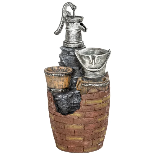 Rustieke 4 traps Tuinfontein Met LED verlichting, Plantenbak, Pomp, Verstelbaar 34 X 31 X 76 Cm