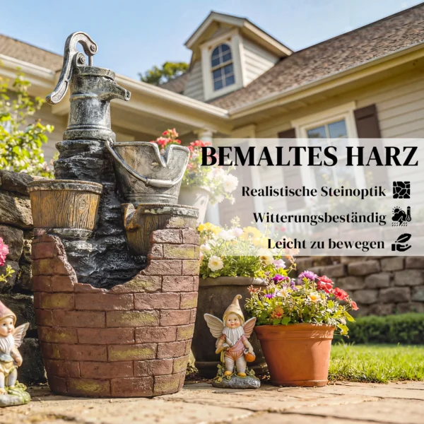 Rustieke 4 traps Tuinfontein Met LED verlichting, Plantenbak, Pomp, Verstelbaar 34 X 31 X 76 Cm