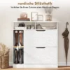 Schoenenkast Met 2 Kleppen, Schoenentipper Met Verstelbare Scheidingswand, Open Vak Voor 12 Paar Schoenen 89 X 25 X 92 Cm Wit