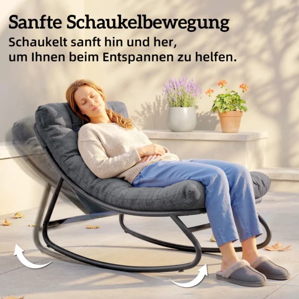 Schommelstoel Schommelstoel Met Brede Netzitting Dik Kussen 101 X 66 X 63 Cm Grijs