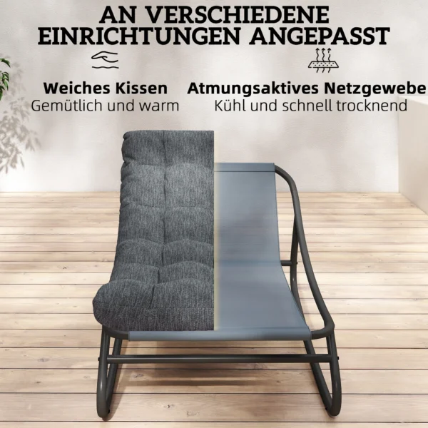 Schommelstoel Schommelstoel Met Brede Netzitting Dik Kussen 101 X 66 X 63 Cm Grijs