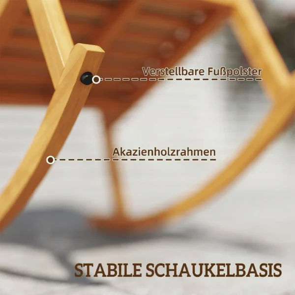 Schommelstoel Van Acaciahout Met Hoge Rugleuning Kussen Tot 160 Kg 60 X 89 X 107 Cm Beige