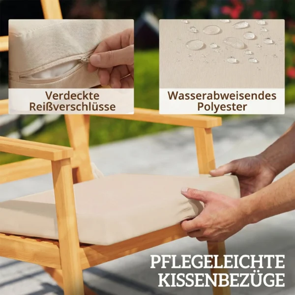 Schommelstoel Van Acaciahout Met Hoge Rugleuning Kussen Tot 160 Kg 60 X 89 X 107 Cm Beige