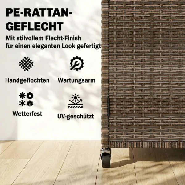 Serveerwagen Rattan Keukenwagen Met FSC Eucalyptushout Werkblad Opslagvak Rollen Zijhandvat 95 X 54 X 84 Cm