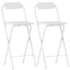 Set Van 2 Barkrukken, Opvouwbare Barstoel Met Stalen Frame, Rugleuning, Voetensteun Toonbankkruk Voor Keuken 37 X 45 X 87 Cm Wit