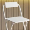 Set Van 2 Barkrukken, Opvouwbare Barstoel Met Stalen Frame, Rugleuning, Voetensteun Toonbankkruk Voor Keuken 37 X 45 X 87 Cm Wit