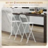 Set Van 2 Barkrukken, Opvouwbare Barstoel Met Stalen Frame, Rugleuning, Voetensteun Toonbankkruk Voor Keuken 37 X 45 X 87 Cm Wit