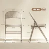 Set Van 2 Opklapstoelen, Draagbare Kantoorstoelen, Metalen Poten, Opklapstoel Voor Kantoor, Receptie, Wachtkamer, Linnenlook, Beige