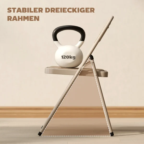 Set Van 2 Opklapstoelen, Draagbare Kantoorstoelen, Metalen Poten, Opklapstoel Voor Kantoor, Receptie, Wachtkamer, Linnenlook, Beige