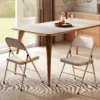 Set Van 2 Opklapstoelen, Draagbare Kantoorstoelen, Metalen Poten, Opklapstoel Voor Kantoor, Receptie, Wachtkamer, Linnenlook, Beige
