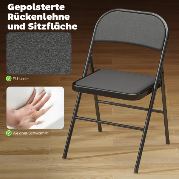 Set Van 2 Opklapstoelen, Draagbare Kantoorstoelen, Stalen Poten, Opklapstoel Voor Kantoor, Receptie, Wachtkamer, Kunstleer, Zwart