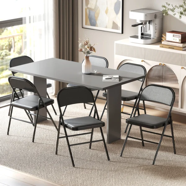 Set Van 2 Opklapstoelen, Draagbare Kantoorstoelen, Stalen Poten, Opklapstoel Voor Kantoor, Receptie, Wachtkamer, Kunstleer, Zwart