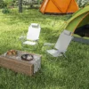 Set Van 2 Opvouwbare Campingstoelen Met 6 voudig Verstelbare Netrugleuning En Hoofdsteun 62 X 65 X 80 Cm Lichtgrijs