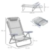 Set Van 2 Opvouwbare Campingstoelen Met 6 voudig Verstelbare Netrugleuning En Hoofdsteun 62 X 65 X 80 Cm Lichtgrijs