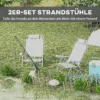Set Van 2 Opvouwbare Campingstoelen Met 6 voudig Verstelbare Netrugleuning En Hoofdsteun 62 X 65 X 80 Cm Lichtgrijs