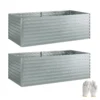 Set Van 2 Verzinkte Verhoogde Bedden, 180 X 90 X 60 Cm Metalen Verhoogde Bedden Met Veilige Rand, Zilver