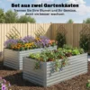 Set Van 2 Verzinkte Verhoogde Bedden, 180 X 90 X 60 Cm Metalen Verhoogde Bedden Met Veilige Rand, Zilver