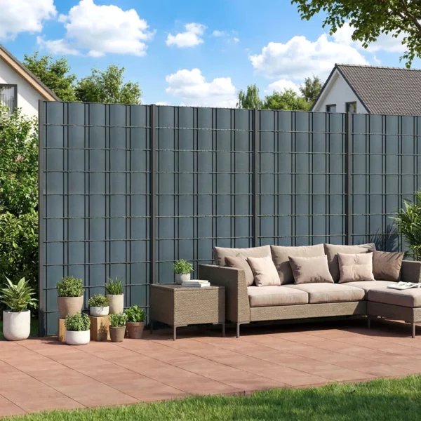 Sichtschutzstreifen 4 delige Set Kunststof UV bestendige Waterdichte Privacy Scherm Met Bevestigingsclips 35 M X 19 Cm Grijs