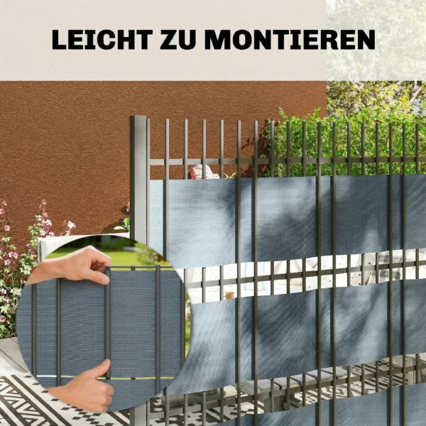 Sichtschutzstreifen 4 delige Set Kunststof UV bestendige Waterdichte Privacy Scherm Met Bevestigingsclips 35 M X 19 Cm Grijs
