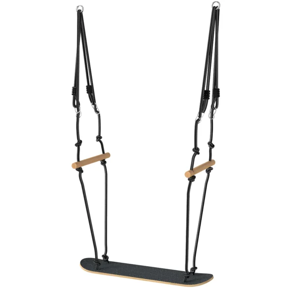 Skateboard Schommel Kinderschommel Met Verstelbare Hoogte, Antislip Bord, Weerbestendig Touw, Handvatten Zwart