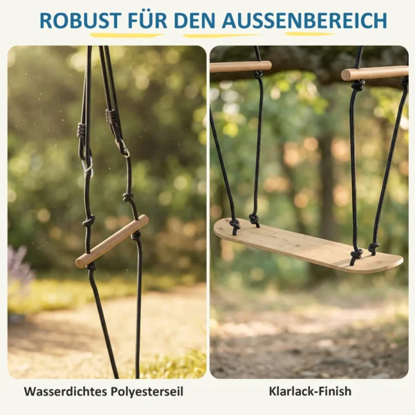 Skateboard Schommel Kinderschommel Met Verstelbare Hoogte, Antislip Bord, Weerbestendig Touw, Handvatten Zwart