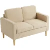 Sofa 2 zits Bank Met 2 Sierkussens, Opbergruimte Massief Houten Poten Kleine Moderne Loveseat Corduroy 117 X 63 X 79 Cm Beige