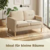 Sofa 2 zits Bank Met 2 Sierkussens, Opbergruimte Massief Houten Poten Kleine Moderne Loveseat Corduroy 117 X 63 X 79 Cm Beige