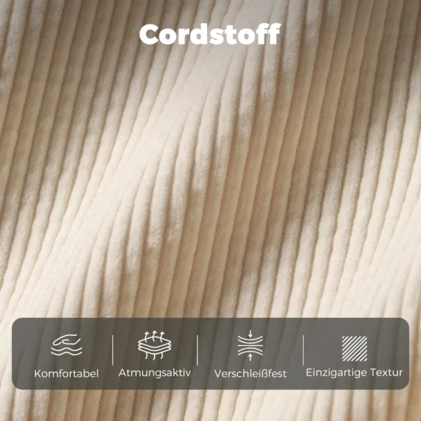 Sofa 2 zits Bank Met 2 Sierkussens, Opbergruimte Massief Houten Poten Kleine Moderne Loveseat Corduroy 117 X 63 X 79 Cm Beige