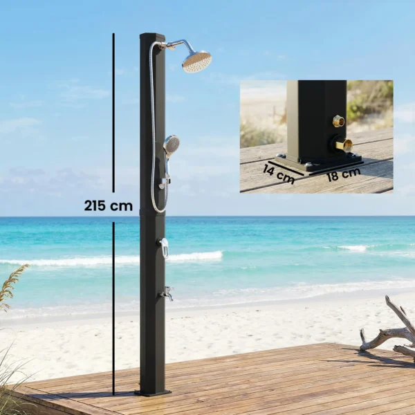 Solardouche 35L Tuindouche Met Vorstbescherming, Draaibare Regendouchekop, Waterkraan, Tuinslangaansluiting