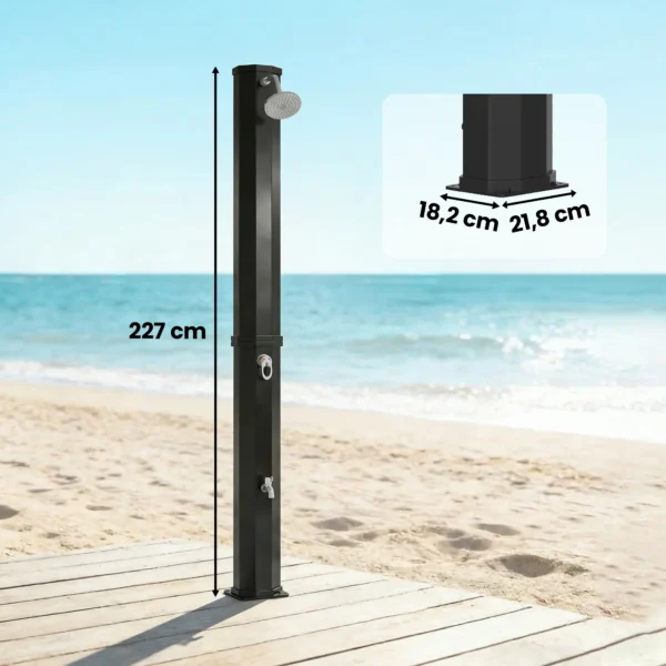 Solardouche 60L Tuindouche Met Draaibare Regendouchekop, Kraan, Instelbare Temperatuur