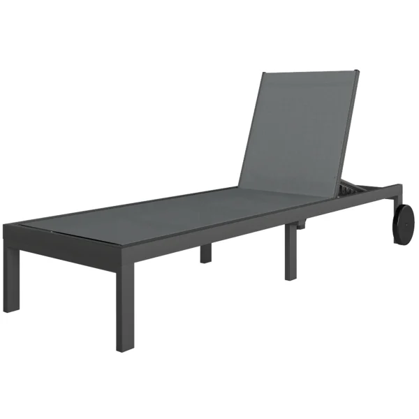 Sonnenliege Ademende Tuinligstoel Met 6 voudig Verstelbare Rugleuning Wielen Aluminium Frame