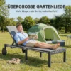 Sonnenliege Ademende Tuinligstoel Met 6 voudig Verstelbare Rugleuning Wielen Aluminium Frame