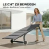 Sonnenliege Ademende Tuinligstoel Met 6 voudig Verstelbare Rugleuning Wielen Aluminium Frame Donkergrijs