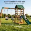 Speeltoren Klimrek Hout Schommelrek Met Glijbaan 2 Schommels Klimwand Voor 3 8 Jaar 315x284x233 Cm Groen