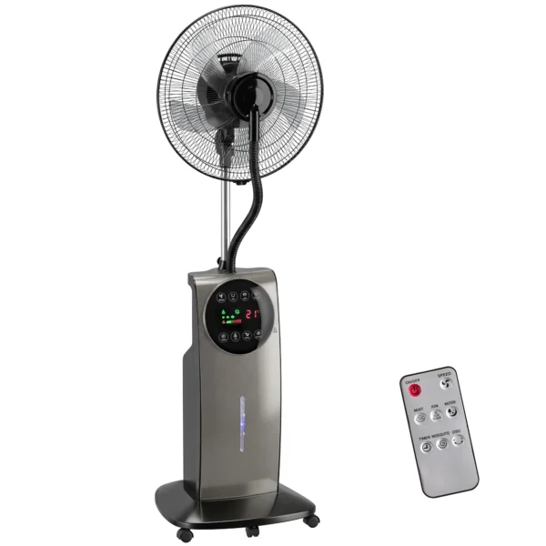 Sproeinevelventilator Met Afstandsbediening, Staande Ventilator Met Waternevel, 70° Oscillatie, 3 Snelheden, 3 Modi, 3,1L Watertank