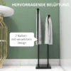 Staande Handdoekhouder Met 2 Stangen Voor Badkamer, Zwarte Badhanddoeken 35,5 X 20 X 78 Cm