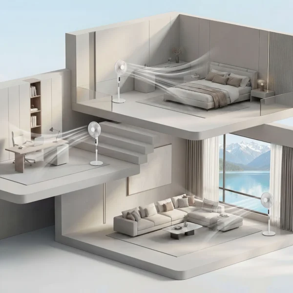 Staande Ventilator Met 15 uurs Timer, 85° Oscillatie, LED bedieningspaneel, Afstandsbediening, Wit