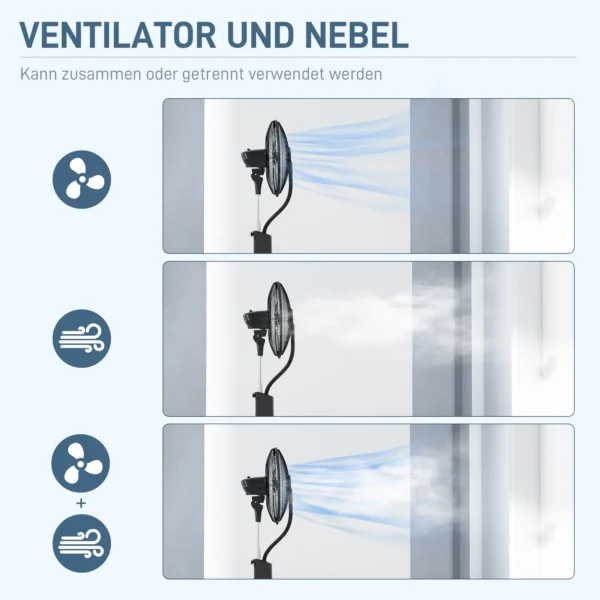 Staande Ventilator Met Luchtbevochtiging, Stil, Mobiel, Afstandsbediening, Zwart