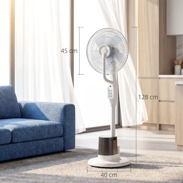 Staande Ventilator Met Sproeinevel, 70° Oscillatie, 3 Snelheden, 3 Modi, 3,5L Watertank, Wit