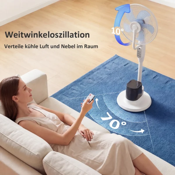 Staande Ventilator Met Sproeinevel, 70° Oscillatie, 3 Snelheden, 3 Modi, 3,5L Watertank, Wit