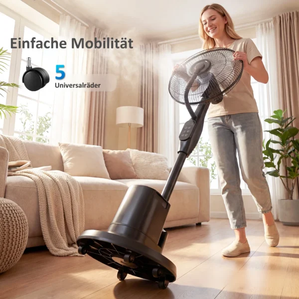 Staande Ventilator Met Sproeinevel, 70° Oscillatie, 3 Snelheden, 3 Modi, 3,5L Watertank, Zwart