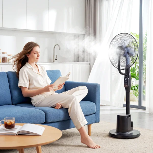 Staande Ventilator Met Sproeinevel, 70° Oscillatie, 3 Snelheden, 3 Modi, 3,5L Watertank, Zwart