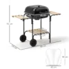 Stalen Houtskoolgrill Met Afsluitbare Deksel, Grillrooster, Wielen, Handvat, Houten Plank 98 X 54 X 91 Cm Zwart