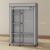 Stoffen Kast, Opbergoplossing, 6 Planken, 1 Kledingstang, Lichtgrijs