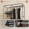 Stoffen Kast, Opbergoplossing, 6 Planken, 1 Kledingstang, Lichtgrijs