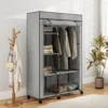 Stoffen Kast, Opbergoplossing, 6 Planken, 1 Kledingstang, Lichtgrijs