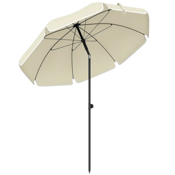 Strandparasol Ø150 Cm Waterafstotend Opvouwbaar Strandparasol Met Zandanker Verstelbare Helling Draagtas Beige