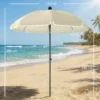 Strandparasol Ø150 Cm Waterafstotend Opvouwbaar Strandparasol Met Zandanker Verstelbare Helling Draagtas Beige